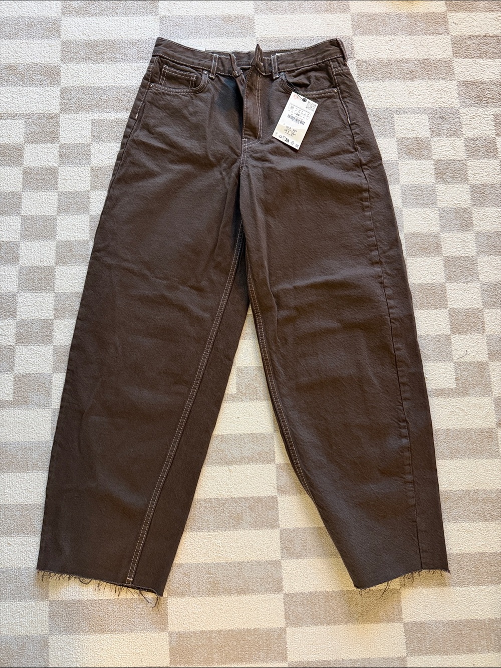 Zara Women's Dark Brown Straight-Leg Jeans